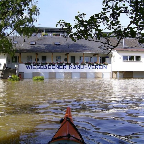 Hochwasser beim Wiesbadener Kanu-Verein