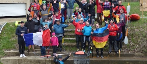Deutsche und französische Kanuten machen die 60 im Elyséejahr zum 100-jährigen Vereinsjubiläum des Saarbrücker Kanu-Clubs
